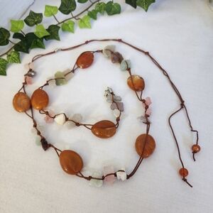 Natural Stone and Raw Crystal String Waist Chain Belt or Necklace